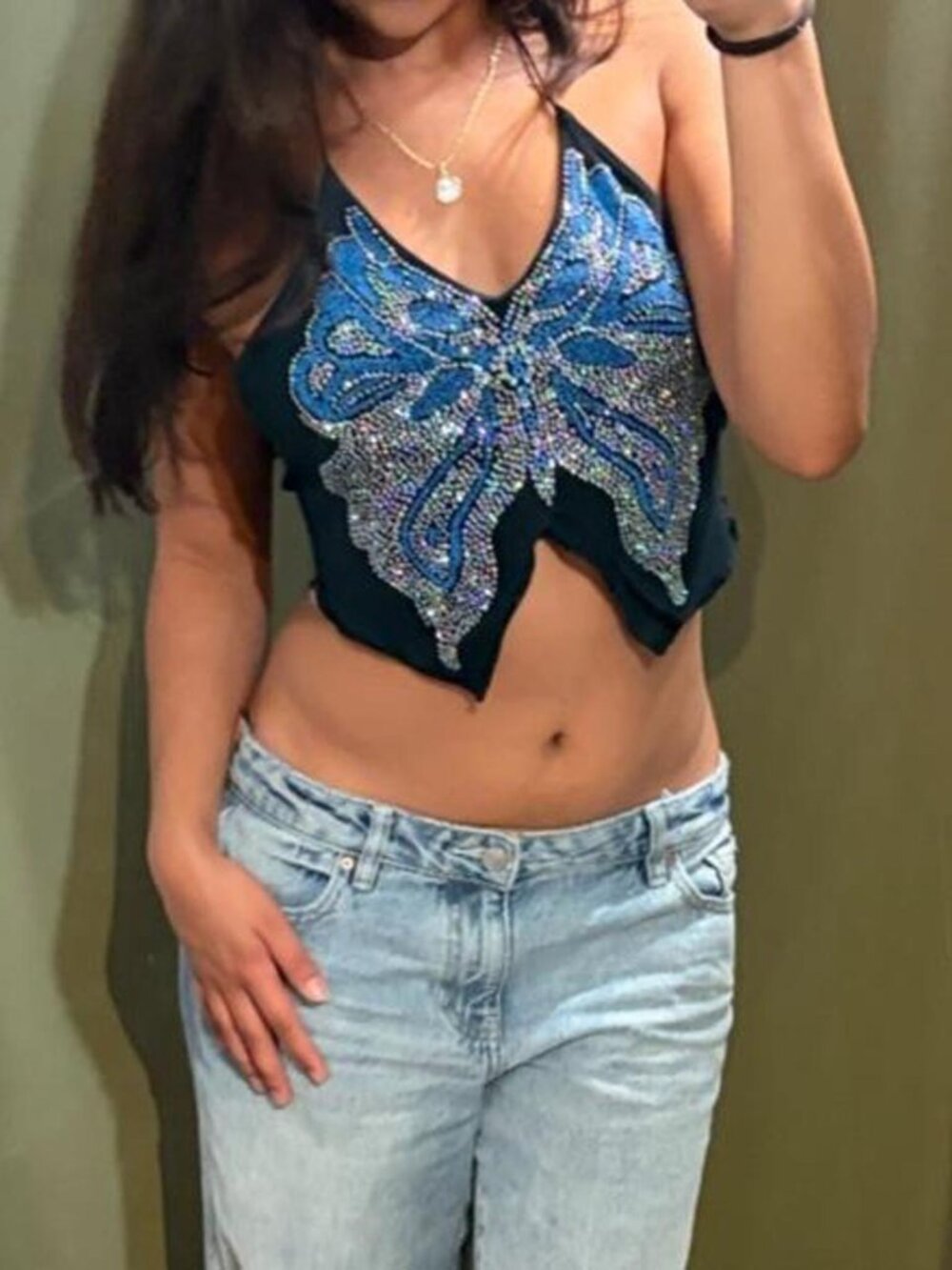 Vintage Sequin Butterfly Top